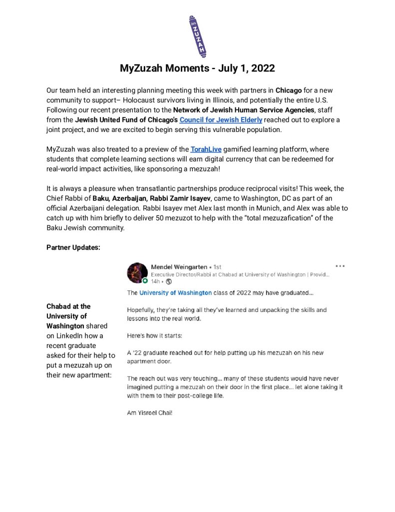 thumbnail of MyZuzah Moments – July 1, 2022